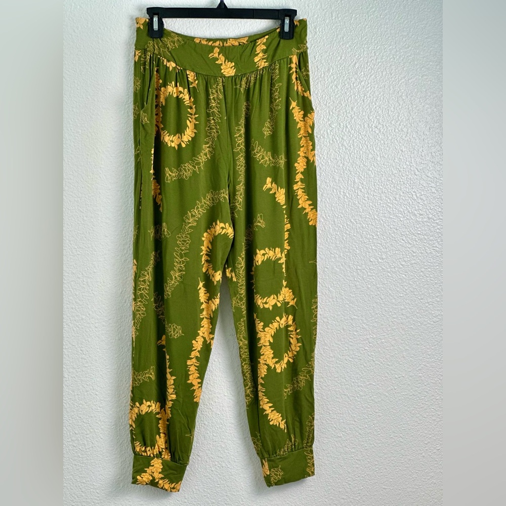 Fighting Eel Green And Yellow Patterned Pants - image 1
